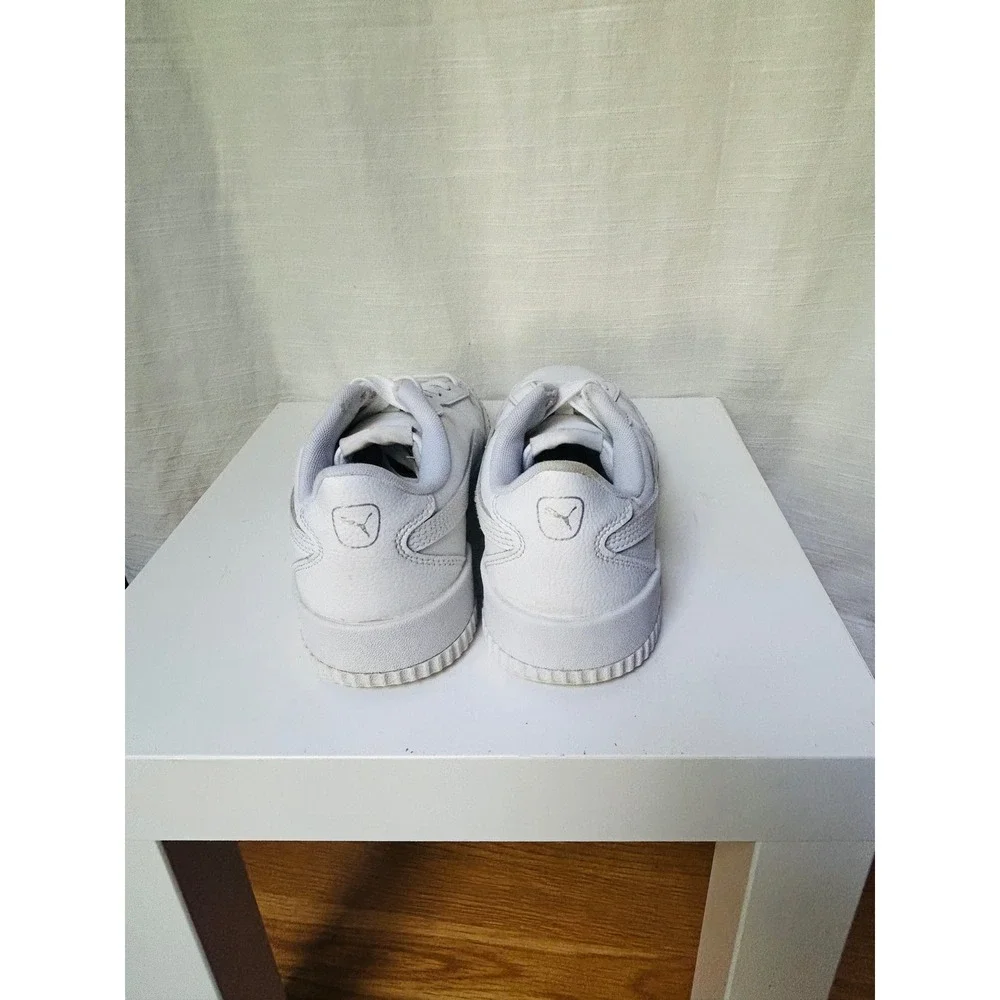 Puma Carina L White Leather Platform Sneakers Womens 8.5 Low Top 384631-02